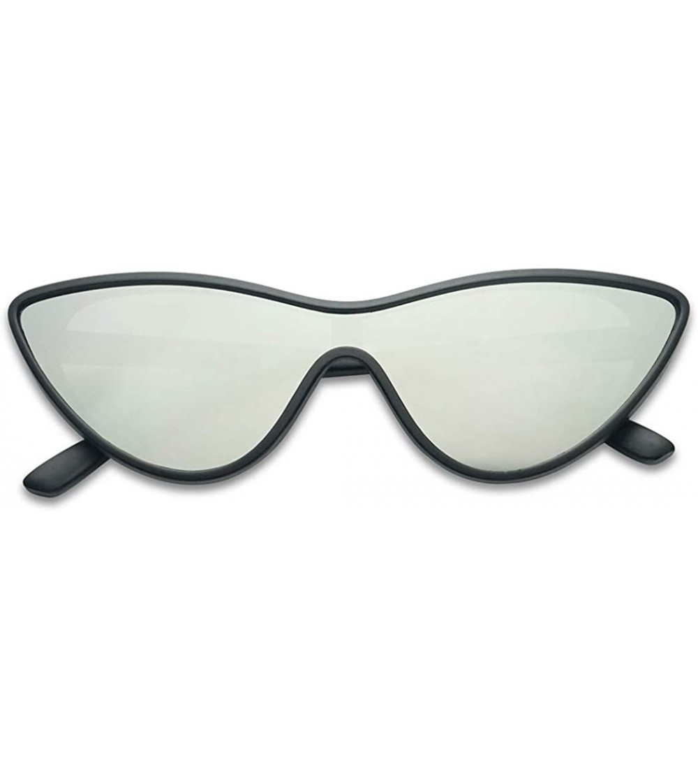 Cat Eye Full Futuristic Mono Lens Cat Eye Shield One Piece Colorful Mirror Goggle Sun Glasses - CL18CTSMC4T $19.62