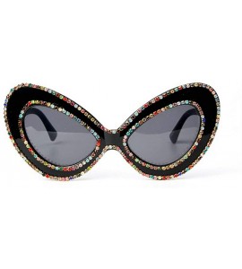 Oval Fashion trend big Frame Diamond Cat sunglasses Oval Colorful Rhinestone Sunglasses - Multicoloured - CO18WM8ZGMH $28.65