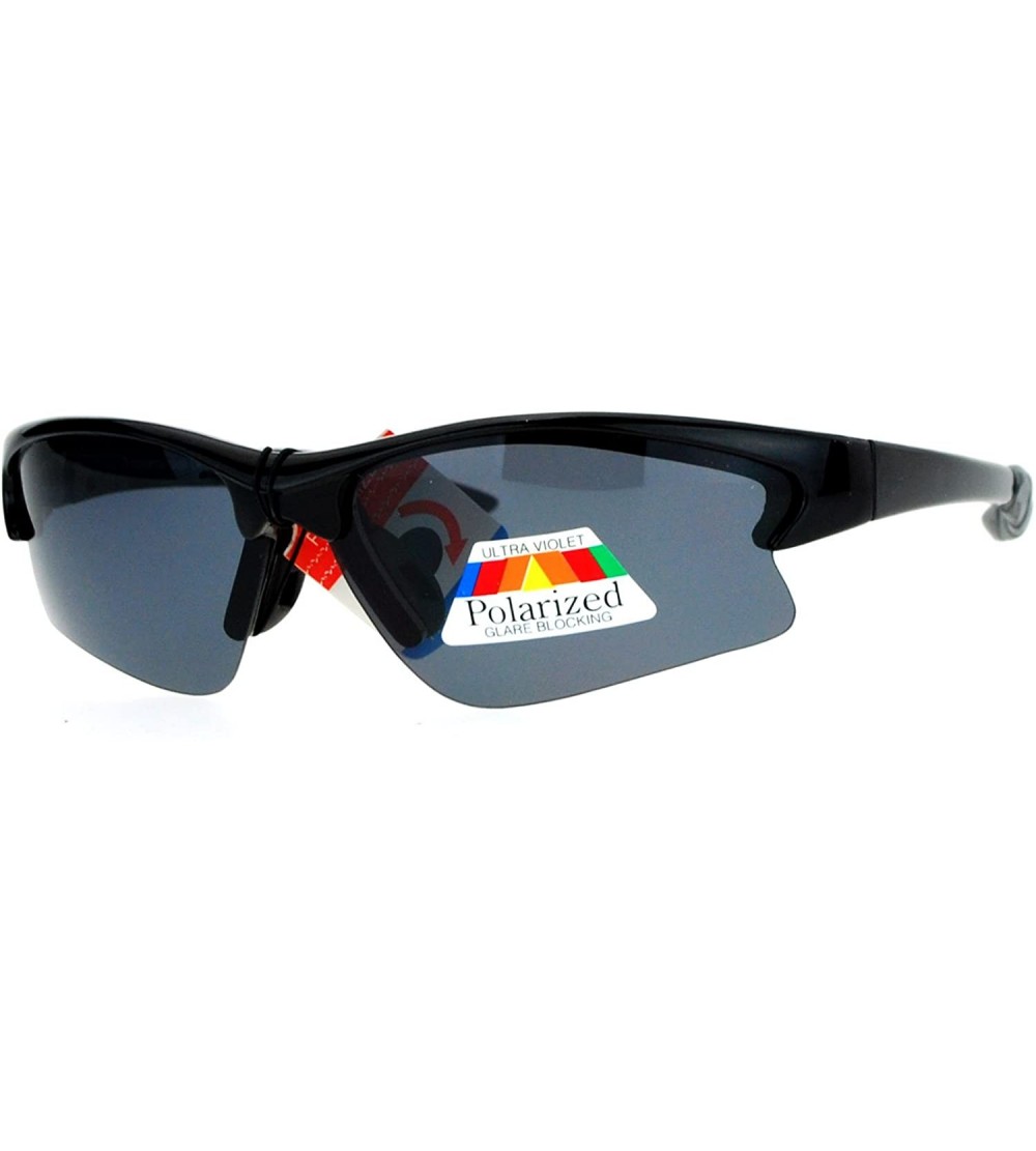 Sport Antiglare Polarized Lens Baseball Half Rim Sport Sunglasses - Black - CJ119NH6VRT $18.46