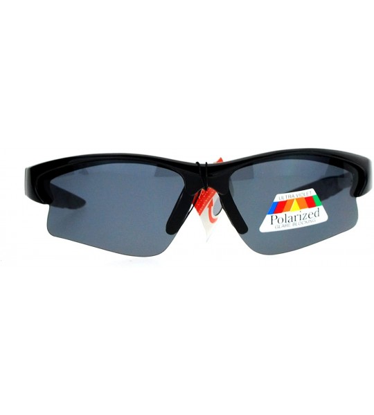 Sport Antiglare Polarized Lens Baseball Half Rim Sport Sunglasses - Black - CJ119NH6VRT $18.46