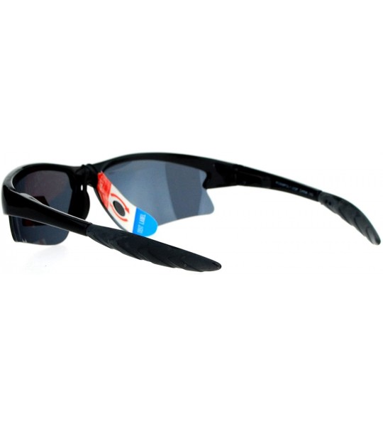 Sport Antiglare Polarized Lens Baseball Half Rim Sport Sunglasses - Black - CJ119NH6VRT $18.46