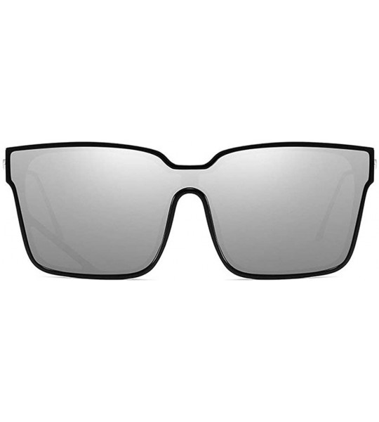 Square 2019 Fashion New One-piece Glasses Square Personality Sunglasses Men Women UV protection - Silver - CQ18ZZTLILI $23.34