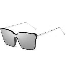 Square 2019 Fashion New One-piece Glasses Square Personality Sunglasses Men Women UV protection - Silver - CQ18ZZTLILI $23.34