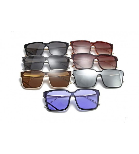 Square 2019 Fashion New One-piece Glasses Square Personality Sunglasses Men Women UV protection - Silver - CQ18ZZTLILI $23.34