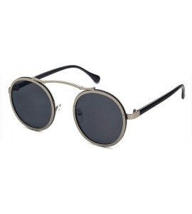 Round Popular Women Round Sunglasses Brand Designer Vintage Men Matte Frame Sun Glasses UV400 - Silver Black - CB197Y7LQN0 $5...