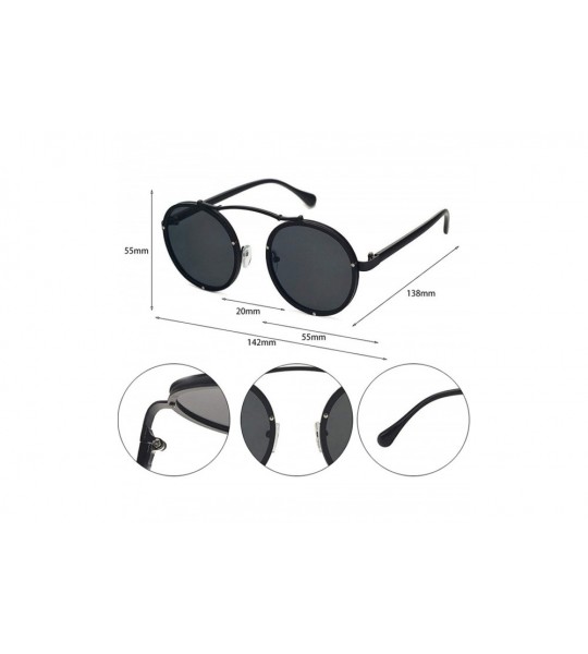 Round Popular Women Round Sunglasses Brand Designer Vintage Men Matte Frame Sun Glasses UV400 - Silver Black - CB197Y7LQN0 $5...