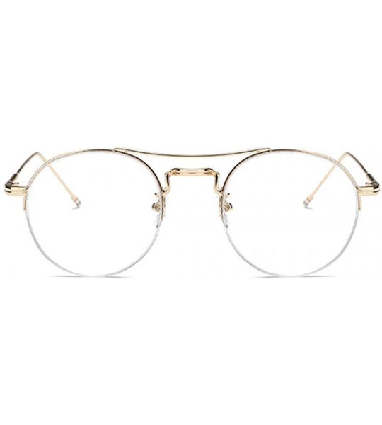 Round Male and Female Myopia Fashion Glasses Retro Round Frame Glasses - Golden - CE18EATGINL $48.94