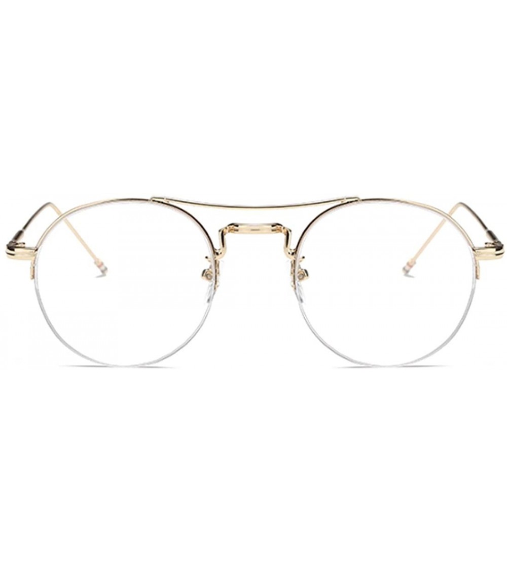 Round Male and Female Myopia Fashion Glasses Retro Round Frame Glasses - Golden - CE18EATGINL $48.94