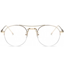 Round Male and Female Myopia Fashion Glasses Retro Round Frame Glasses - Golden - CE18EATGINL $48.94