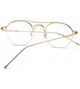 Round Male and Female Myopia Fashion Glasses Retro Round Frame Glasses - Golden - CE18EATGINL $48.94