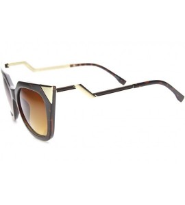 Square Bold Metal Triangle Accent Square Lens Cat Eye Sunglasses 53mm - Tortoise-gold / Amber - C5128VZ8JOB $19.56