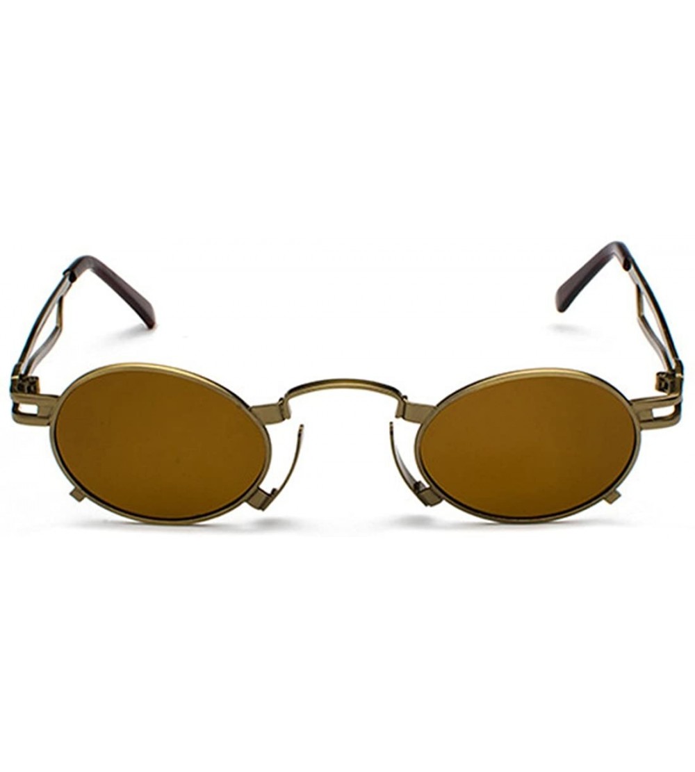 Rimless Men's & Women's Sunglasses Vintage Oval Metal Frame Sunglasses - Bronze Box Tea - CA18EQGC93C $21.29