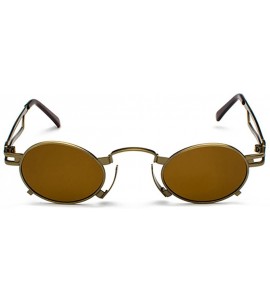 Rimless Men's & Women's Sunglasses Vintage Oval Metal Frame Sunglasses - Bronze Box Tea - CA18EQGC93C $21.29