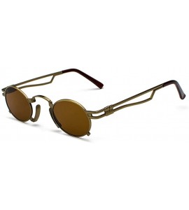 Rimless Men's & Women's Sunglasses Vintage Oval Metal Frame Sunglasses - Bronze Box Tea - CA18EQGC93C $21.29