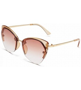 Oversized Women'S Sunglasses - Marine Film - Cat'S Eye - Half Frame Sunglasses - Fashion Glasses - Style 1 - CA18U0G6K67 $35.39