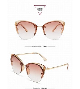 Oversized Women'S Sunglasses - Marine Film - Cat'S Eye - Half Frame Sunglasses - Fashion Glasses - Style 1 - CA18U0G6K67 $35.39