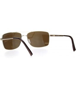 Rectangular Mens Large Narrow Rectangular Officer Pilots Metal Sunglasses - Gold Brown - C118Q4HATSA $19.69
