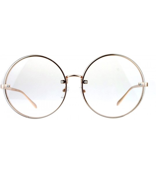 Rimless Oversized Rimless Round Circle Lens Eye Hippie Glasses - Gold - C512MF4OPY7 $23.18