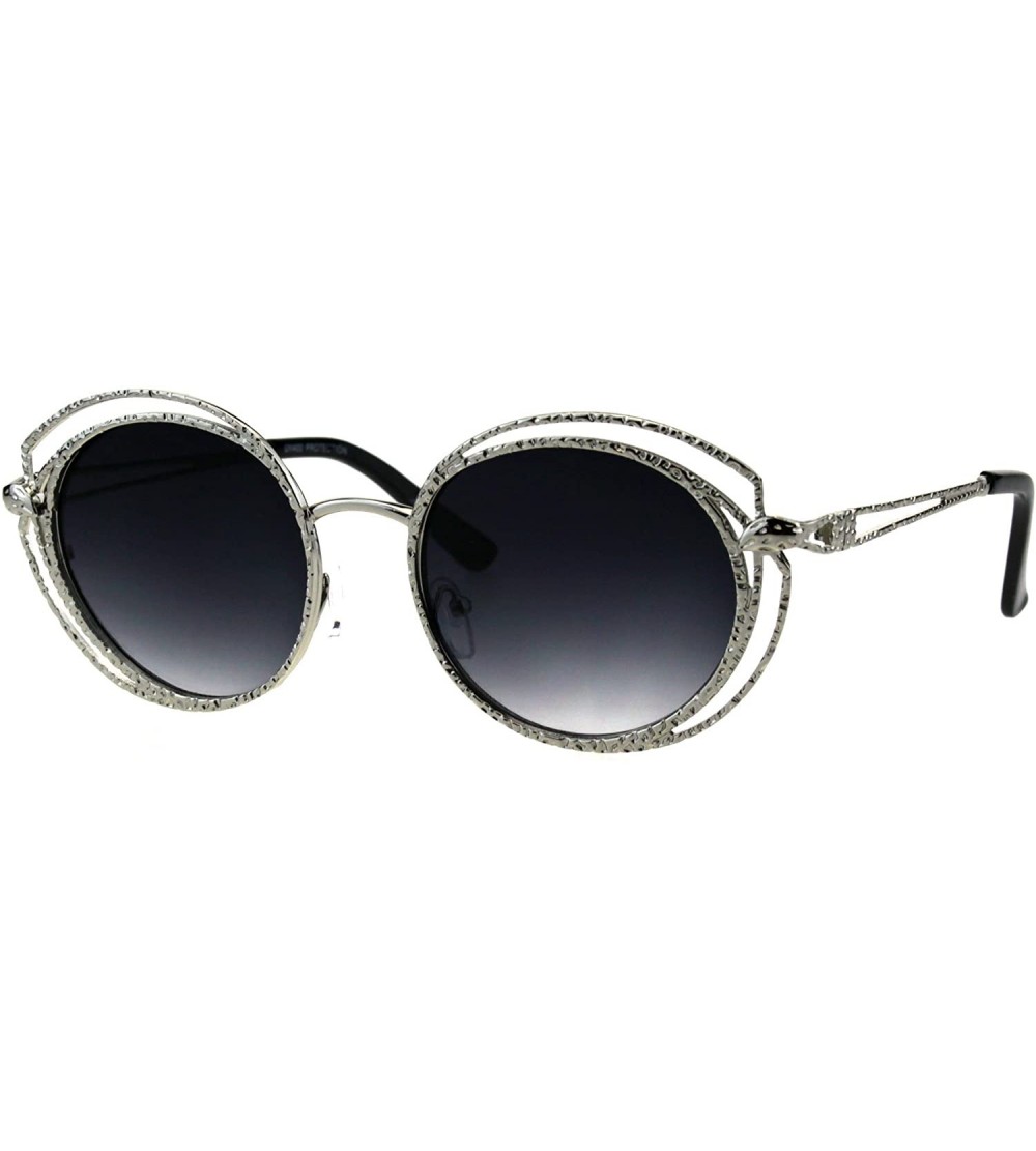 Butterfly Womens Jewel Metal Work Frame 90s Butterfly Designer Sunglasses - Silver Smoke - CX18GQGDMN5 $22.64