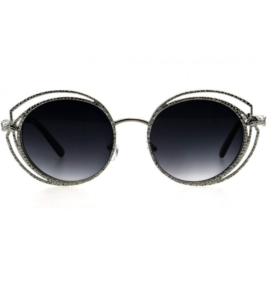 Butterfly Womens Jewel Metal Work Frame 90s Butterfly Designer Sunglasses - Silver Smoke - CX18GQGDMN5 $22.64