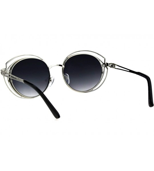 Butterfly Womens Jewel Metal Work Frame 90s Butterfly Designer Sunglasses - Silver Smoke - CX18GQGDMN5 $22.64