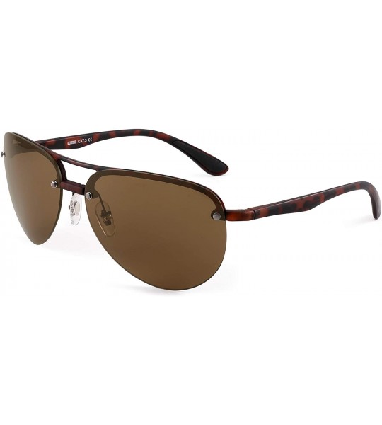 Rimless Retro Aviator Sunglasses Lightweight Rimless Shades for Men Women - Tortoise Frame / Brown Lens - C7192UQIHA0 $26.78