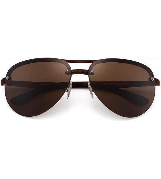 Rimless Retro Aviator Sunglasses Lightweight Rimless Shades for Men Women - Tortoise Frame / Brown Lens - C7192UQIHA0 $26.78