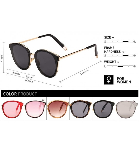 Oval Oversized Sunglasses for Women - Round Mirroed lens U117 - CM18E66OGH3 $27.93