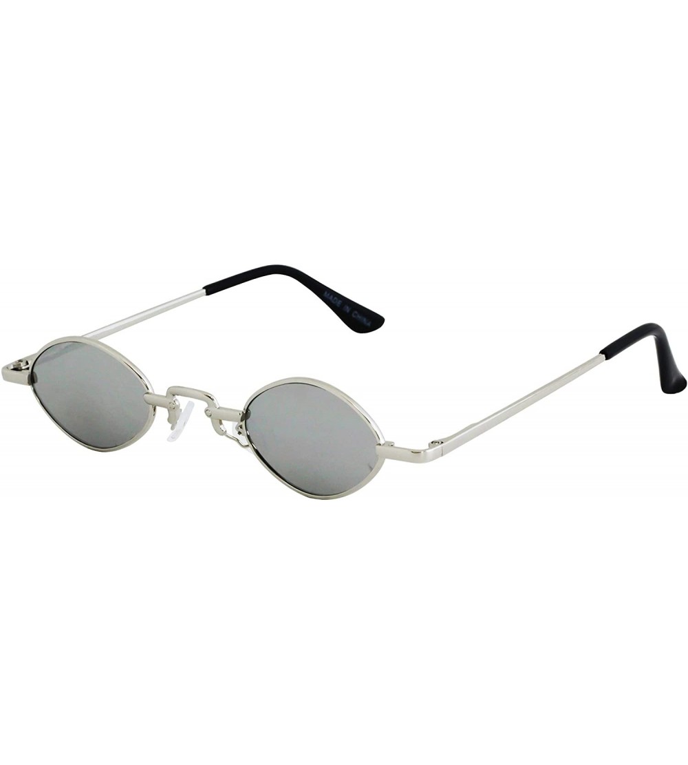 Oval Vintage Slender Oval Sunglasses Small Metal Frame Candy Colors - Silver - CP18UIG46EU $20.15