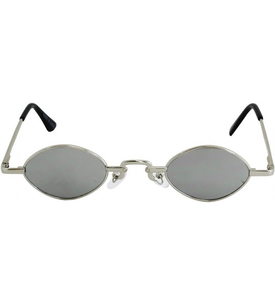 Oval Vintage Slender Oval Sunglasses Small Metal Frame Candy Colors - Silver - CP18UIG46EU $20.15