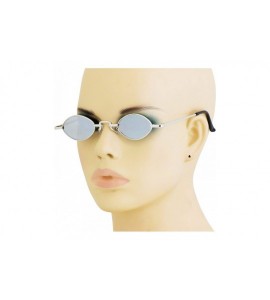 Oval Vintage Slender Oval Sunglasses Small Metal Frame Candy Colors - Silver - CP18UIG46EU $20.15