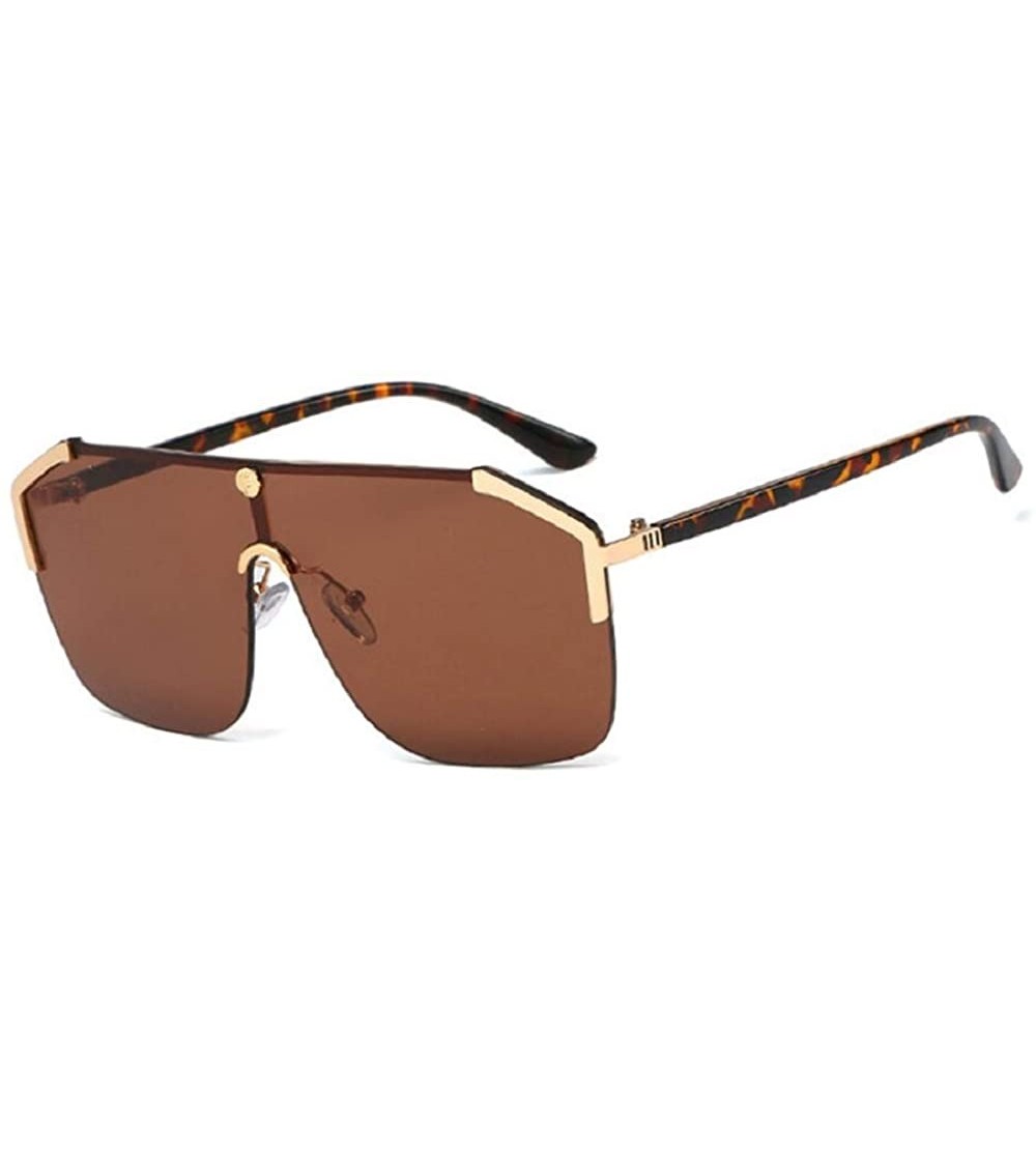 Oversized Fashion Sunglasses Designer Oversized Reflective - Brown - CJ197KCG2SI $44.57