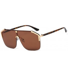 Oversized Fashion Sunglasses Designer Oversized Reflective - Brown - CJ197KCG2SI $44.57