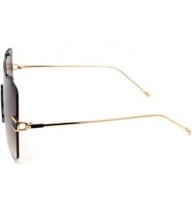 Rimless Luxury Minimal Rimless Oversize Shield Rectangular Racer Sunglasses - Gold Black Brown - C6190RZI6DD $27.33