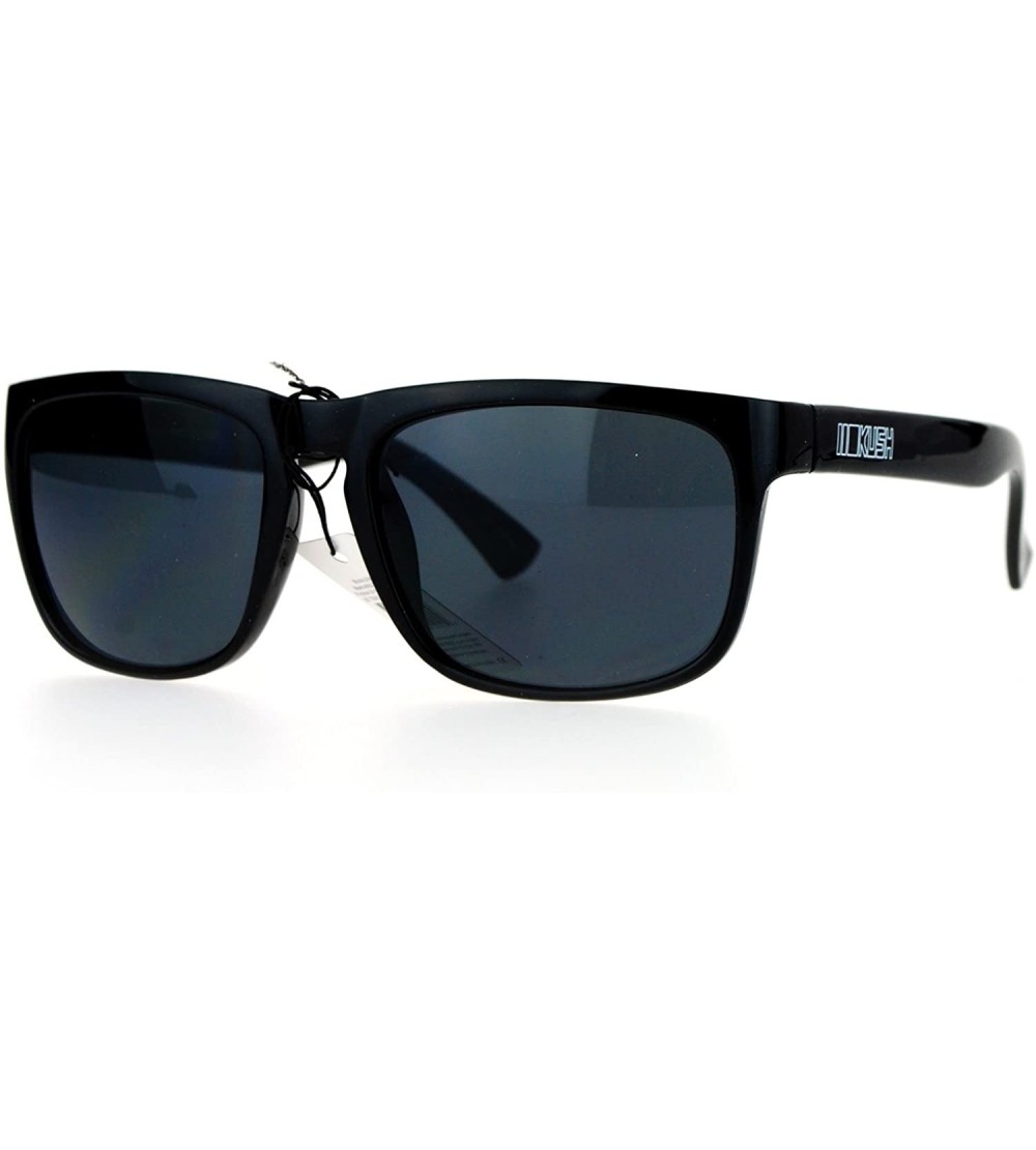 Sport Dark Black Keyhole Horned Sport Horn Rim Mens Sunglasses - Shinny Black - C612EO5PN7N $18.97
