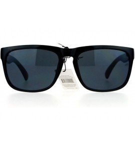 Sport Dark Black Keyhole Horned Sport Horn Rim Mens Sunglasses - Shinny Black - C612EO5PN7N $18.97