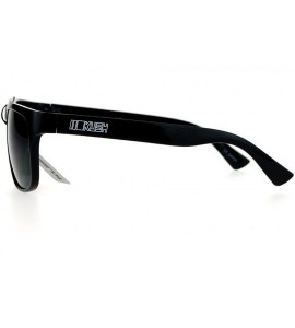 Sport Dark Black Keyhole Horned Sport Horn Rim Mens Sunglasses - Shinny Black - C612EO5PN7N $18.97