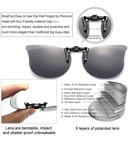 Round Polarized Cat Eye Clip On Sunglasses Over Prescription Glasses for Women UV Protection - Grey - C118QEGM0LR $26.77