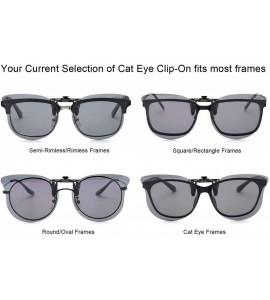 Round Polarized Cat Eye Clip On Sunglasses Over Prescription Glasses for Women UV Protection - Grey - C118QEGM0LR $26.77