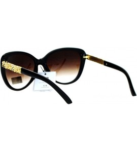 Butterfly Womens Sunglasses Round Butterfly Frame Rose Floral Metal Plate Art UV 400 - Black (Brown) - CT188IC3066 $19.70