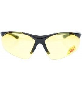 Sport Mens Biker Polarized Yellow Lens Night Riding Half Rim Motorcycle Glasses - Black - CX11YAXLLON $23.57