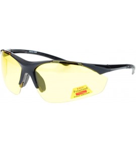 Sport Mens Biker Polarized Yellow Lens Night Riding Half Rim Motorcycle Glasses - Black - CX11YAXLLON $23.57