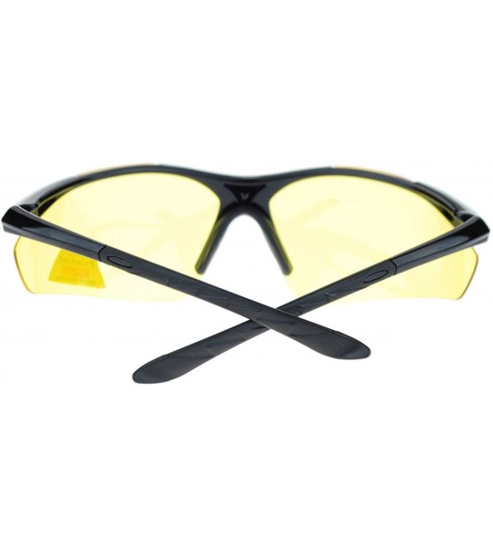 Sport Mens Biker Polarized Yellow Lens Night Riding Half Rim Motorcycle Glasses - Black - CX11YAXLLON $23.57