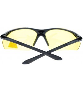 Sport Mens Biker Polarized Yellow Lens Night Riding Half Rim Motorcycle Glasses - Black - CX11YAXLLON $23.57