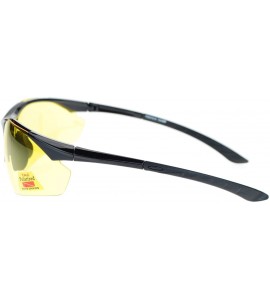 Sport Mens Biker Polarized Yellow Lens Night Riding Half Rim Motorcycle Glasses - Black - CX11YAXLLON $23.57