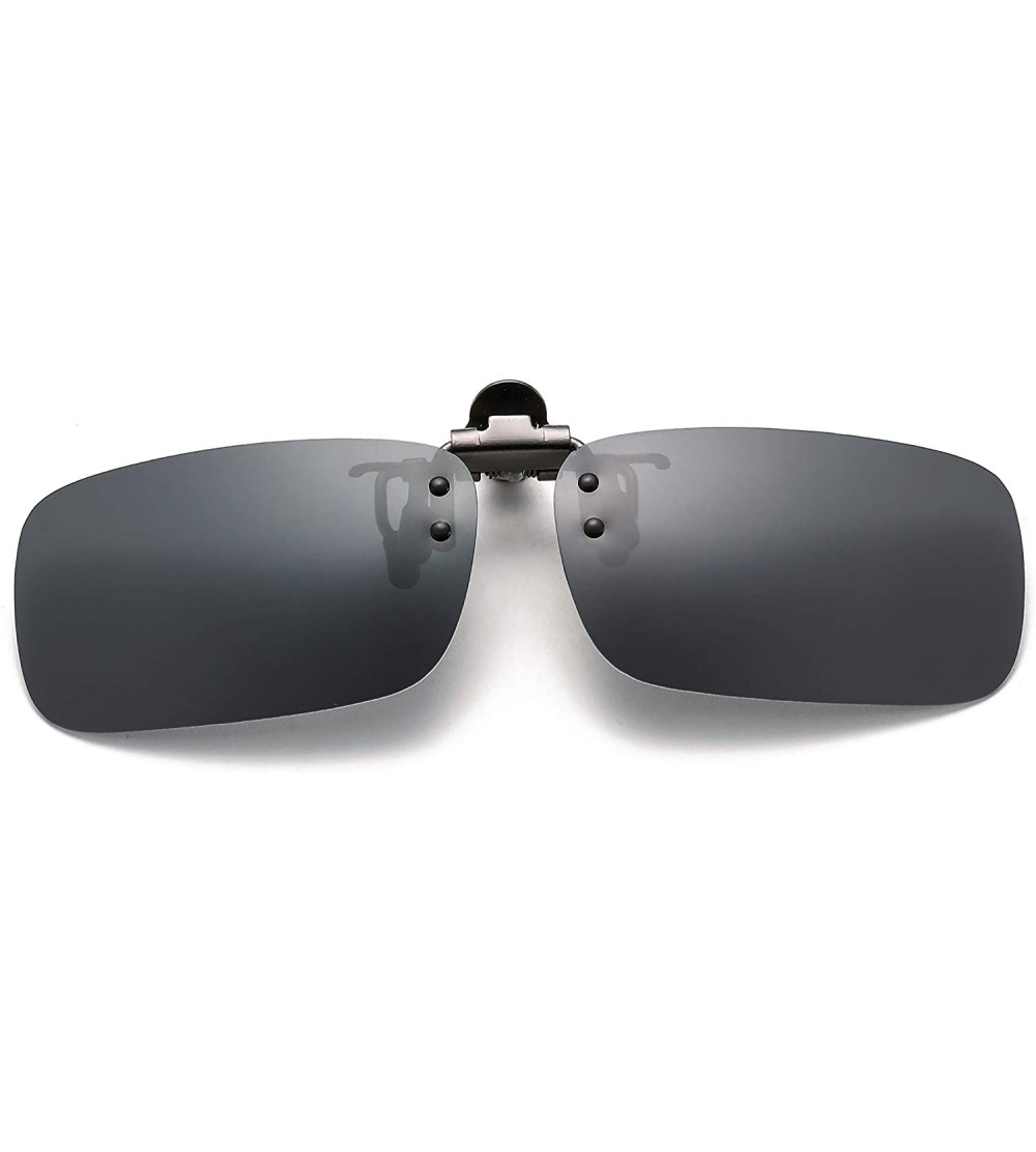 Rectangular Clip-on Flip Up Sunglasses Polarized Anti-Glare Driving Glasses for Men WomenEyewear - Black - C518KSC08QS $23.09