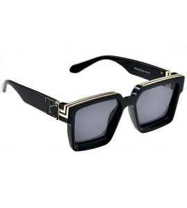 Oversized Square Luxury Sunglasses Men Women Fashion UV400 Glasses - C1 Black Black - C9198ZWIQM0 $66.62