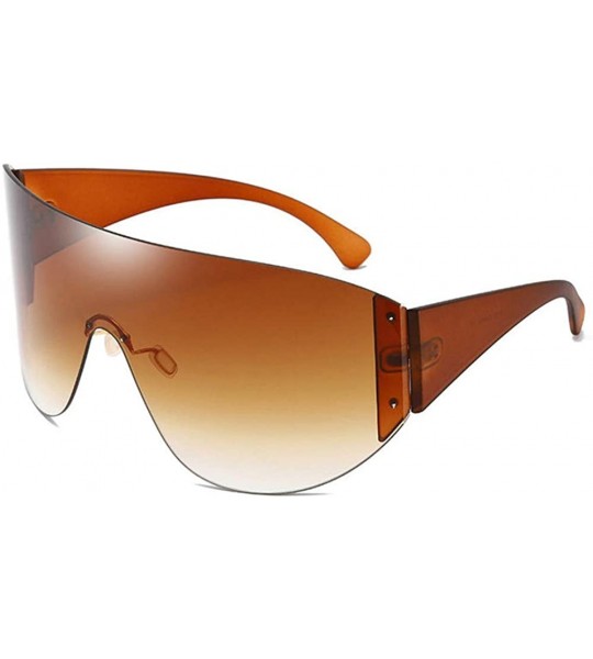 Oversized Oversized One piece Sunglasses Vintage Sunscreen - Brown - CT18WRT448R $24.46