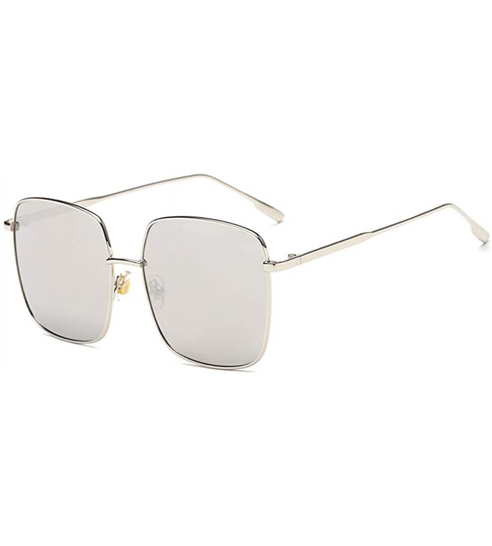 Aviator Oversized Square Full Metal Glasses Frame Ladies Radiation Thin Edge Optical Glasses Men - White Mercury - CM18RMW4Z7...