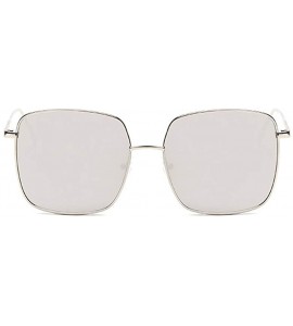 Aviator Oversized Square Full Metal Glasses Frame Ladies Radiation Thin Edge Optical Glasses Men - White Mercury - CM18RMW4Z7...